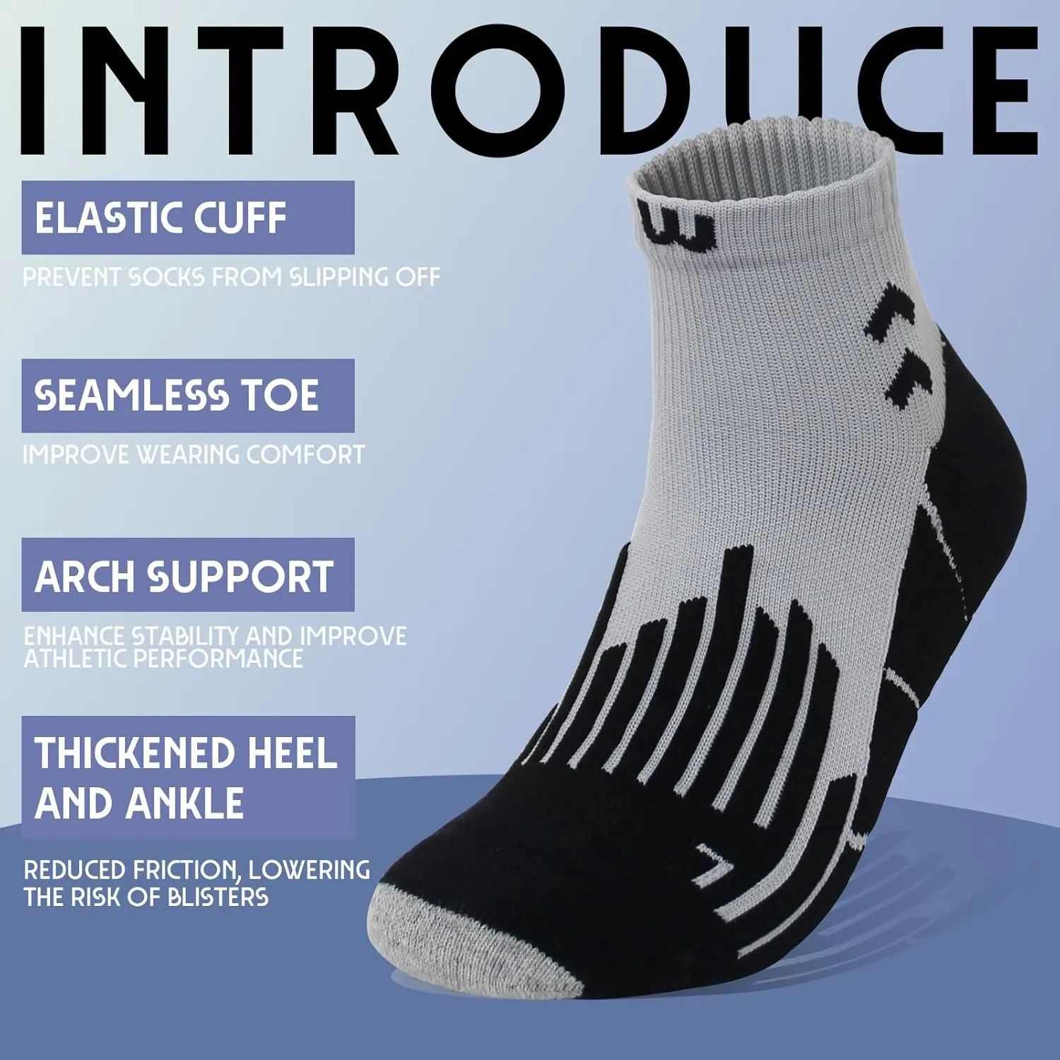 Wildarms Compression Running Ankle Socks for Men Athletic Anti Blister Socks with Cushion, 3 Pairs Basketball Sport Socks