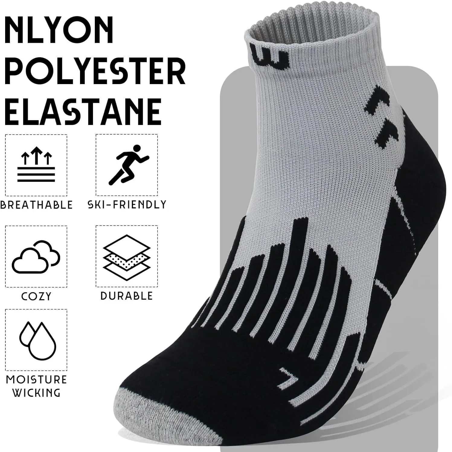 Wildarms Compression Running Ankle Socks for Men Athletic Anti Blister Socks with Cushion, 3 Pairs Basketball Sport Socks