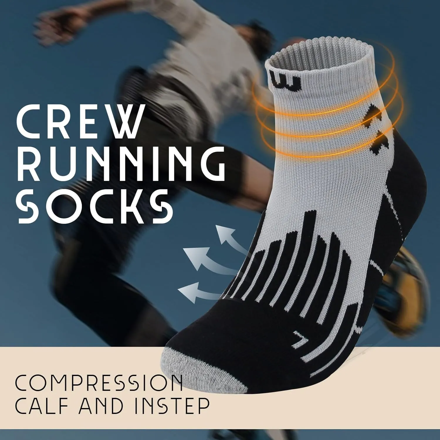 Wildarms Compression Running Ankle Socks for Men Athletic Anti Blister Socks with Cushion, 3 Pairs Basketball Sport Socks