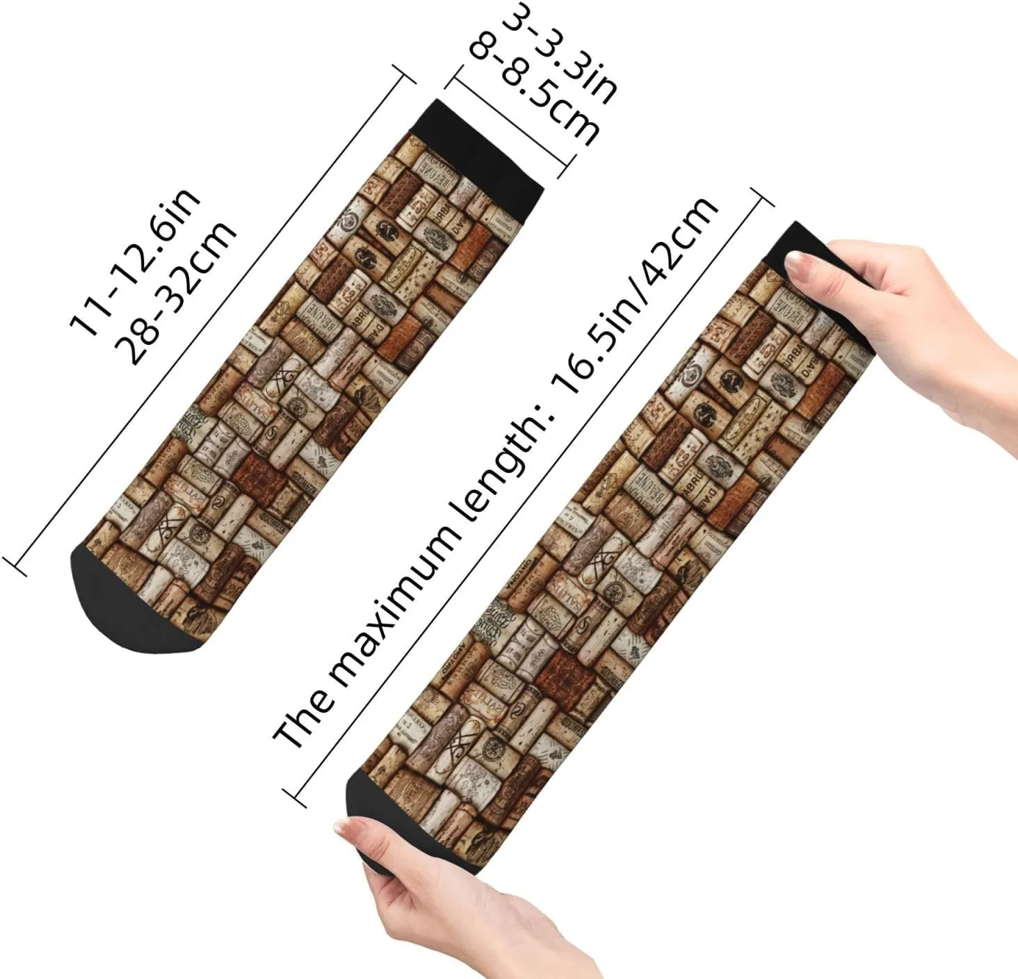 Wine cork print Men's Moisture Wicking Socks for Work Sports Boot Socks Athletic Running Daily