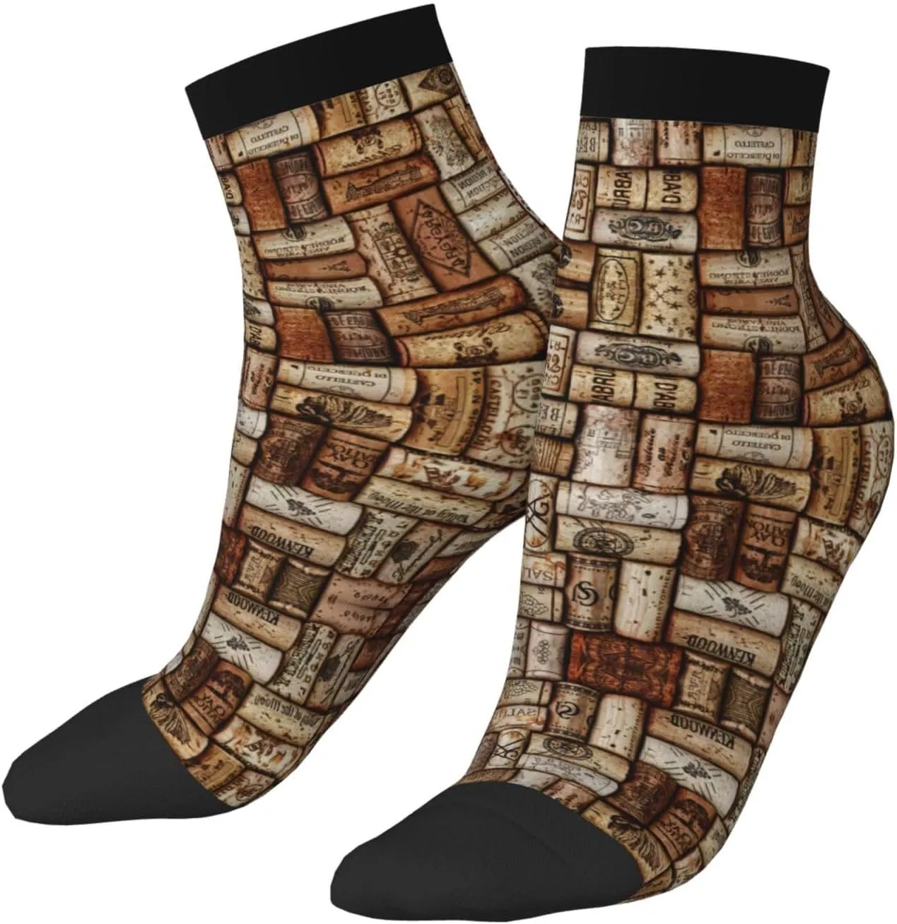 Wine cork print Men's Moisture Wicking Socks for Work Sports Boot Socks Athletic Running Daily