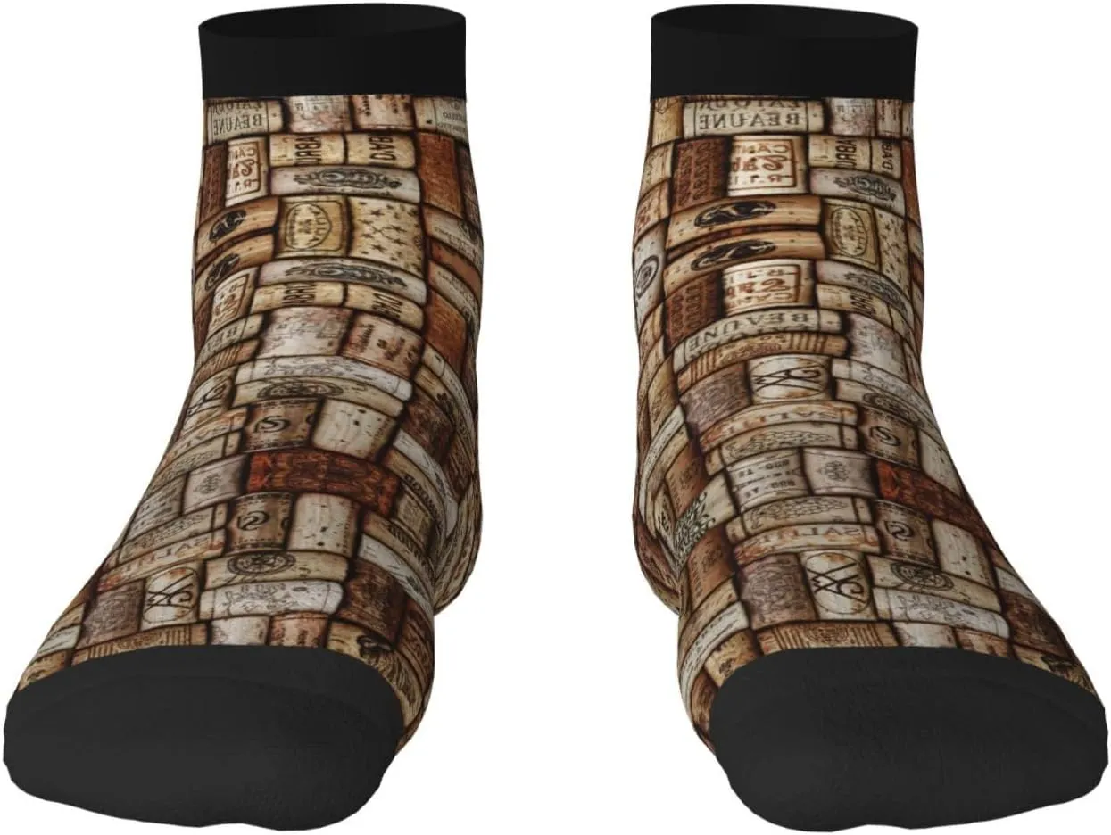 Wine cork print Men's Moisture Wicking Socks for Work Sports Boot Socks Athletic Running Daily