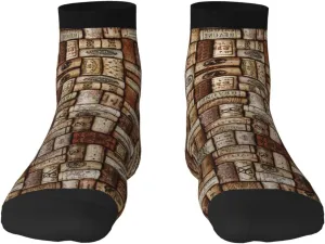 Wine cork print Men's Moisture Wicking Socks for Work Sports Boot Socks Athletic Running Daily