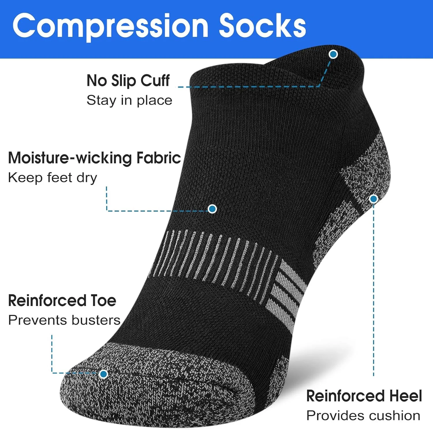 Women Ankle Socks Cushioned Running Athletic Low Cut Gift Socks for Hiking, Sport, Gym, Workout