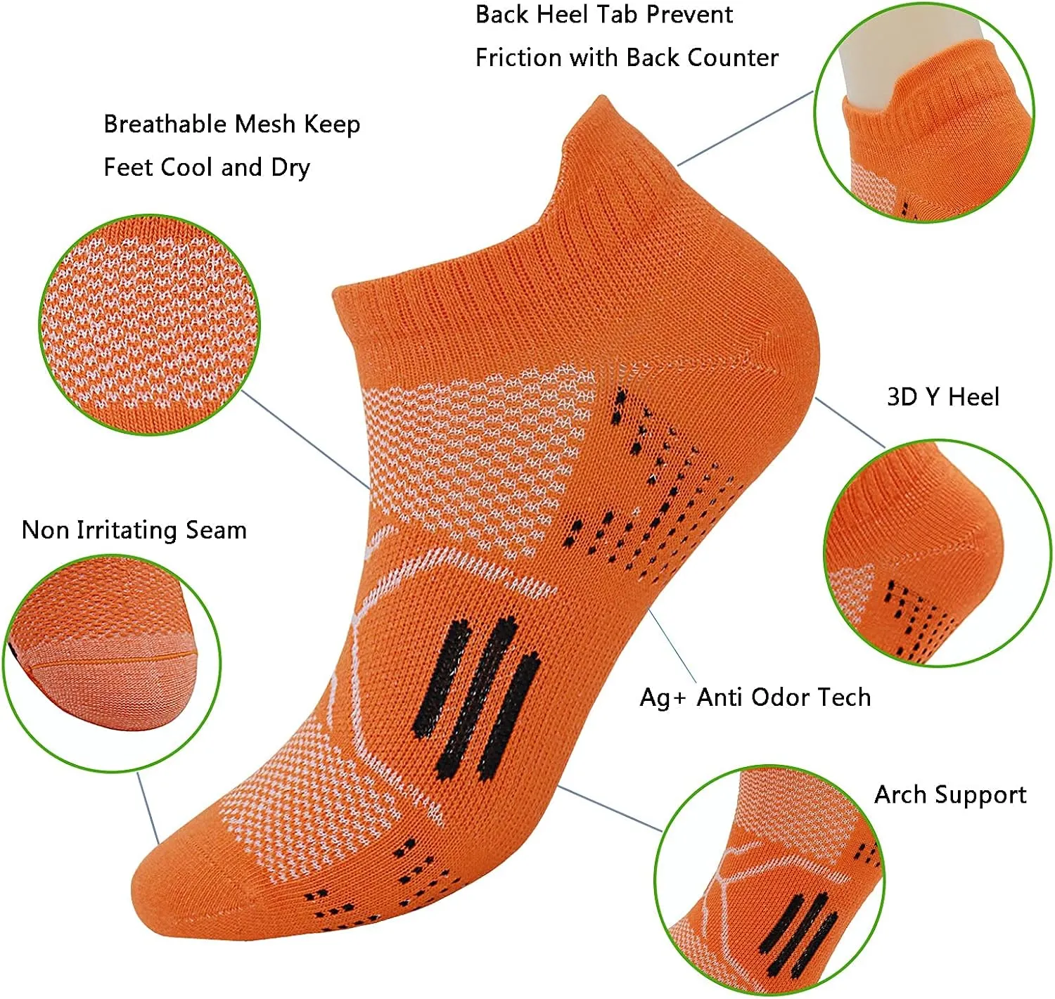 Women Anti Odor Blister Resisting Sweat Wick Low Cut Cotton Sports Running Socks