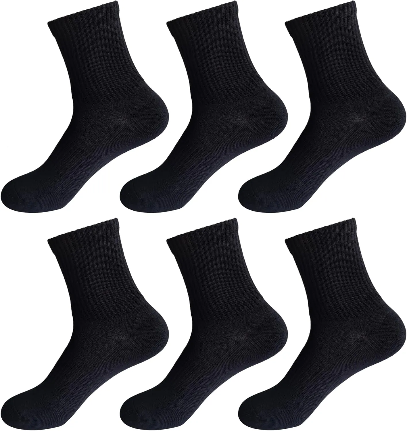 Womens 6-Pack Anti Odor Quarter Crew Moisture Wicking Sports Cotton Socks for Athletes Foot, Size 6-10