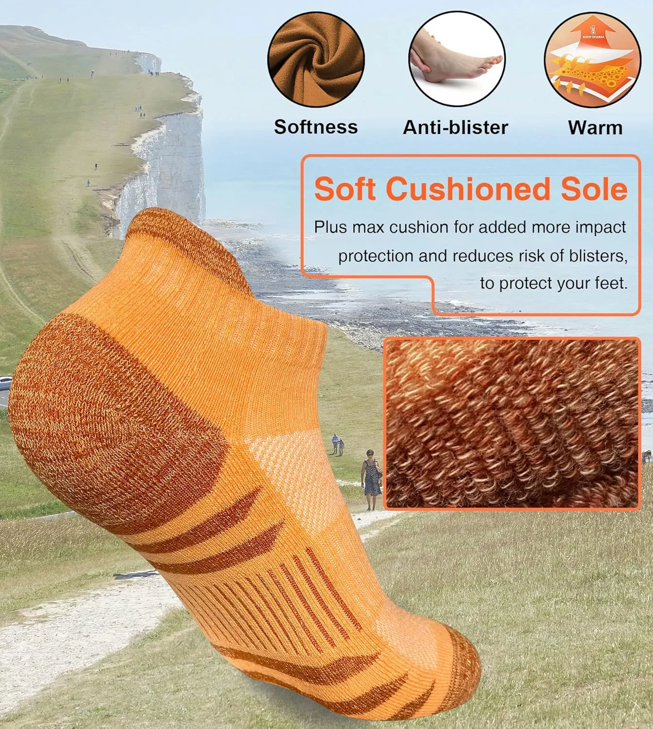 Womens Ankle Anti-blister Thick Cushioned Wicking Odor Resist Athletic Running Socks 5 Pairs
