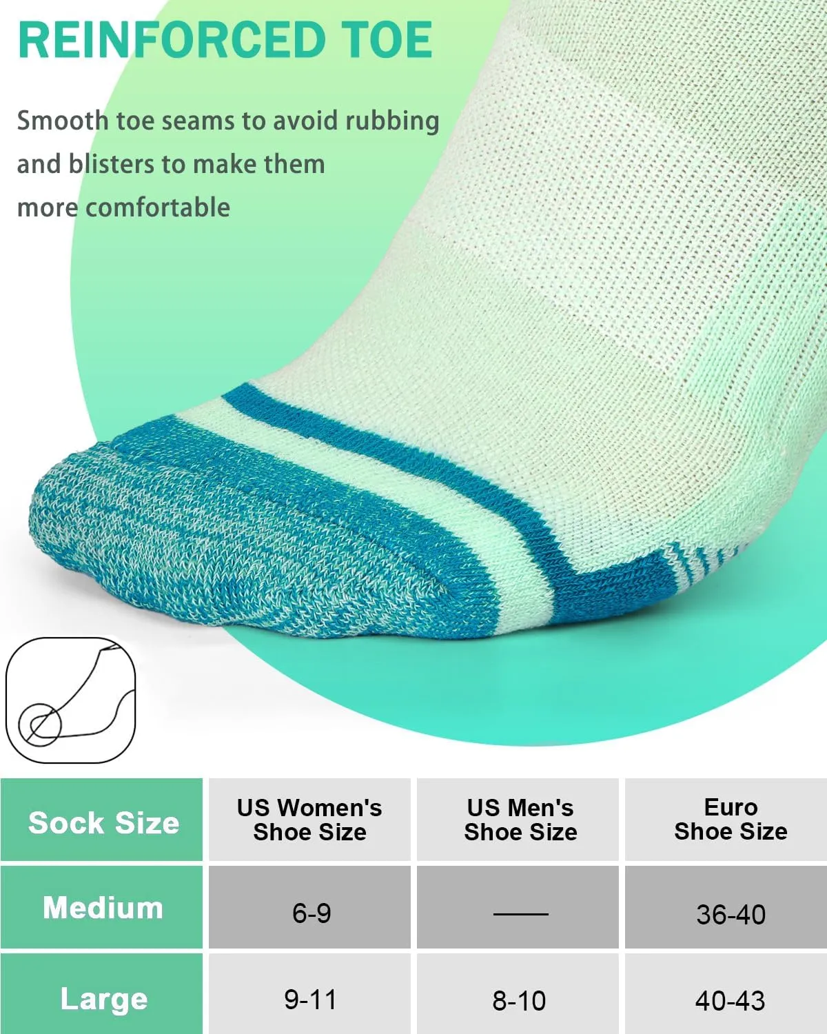 Womens Ankle Running Socks Cushioned Anti-Blister Comfort Athletic Socks (5 Pairs)