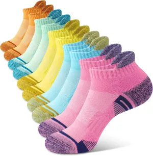 Womens Ankle Running Socks Cushioned Anti-Blister Comfort Athletic Socks (5 Pairs)