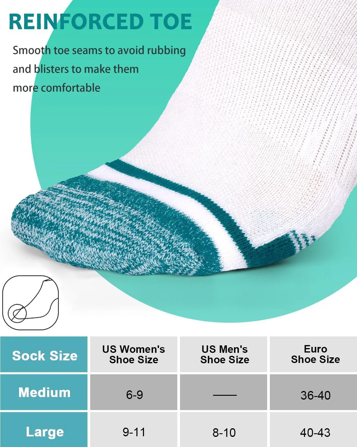 Womens Ankle Running Socks Cushioned Anti-Blister Comfort Athletic Socks (5 Pairs)