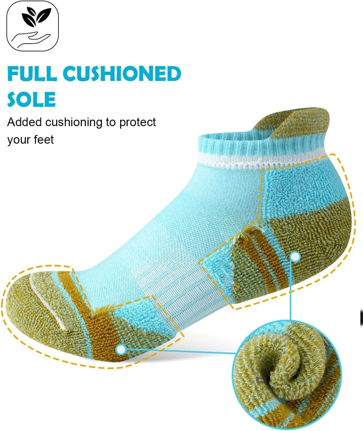 Womens Ankle Running Socks Cushioned Anti-Blister Comfort Athletic Socks (5 Pairs)