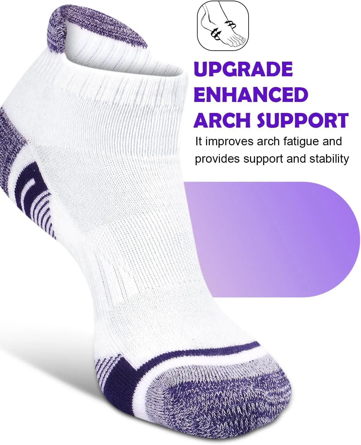 Womens Ankle Running Socks Cushioned Anti-Blister Comfort Athletic Socks (5 Pairs)
