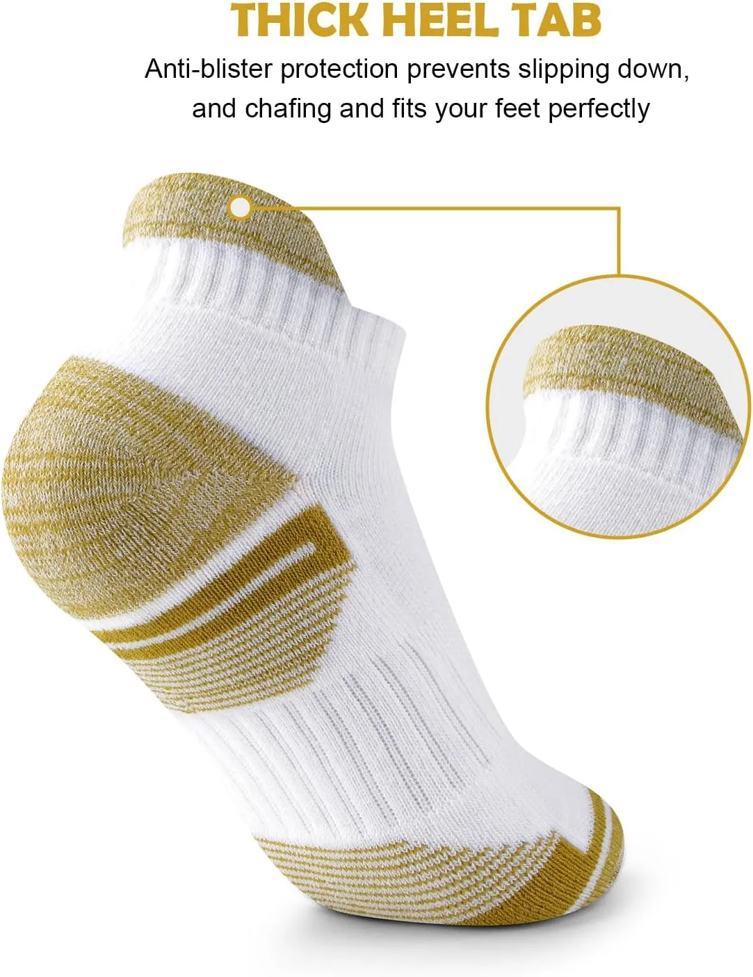 Womens Ankle Running Socks Cushioned Anti-Blister Comfort Athletic Socks (5 Pairs)