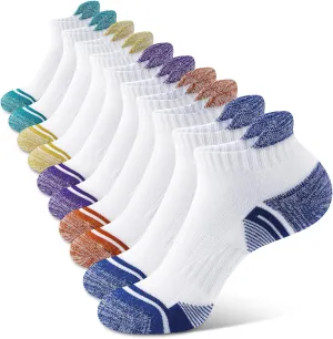 Womens Ankle Running Socks Cushioned Anti-Blister Comfort Athletic Socks (5 Pairs)