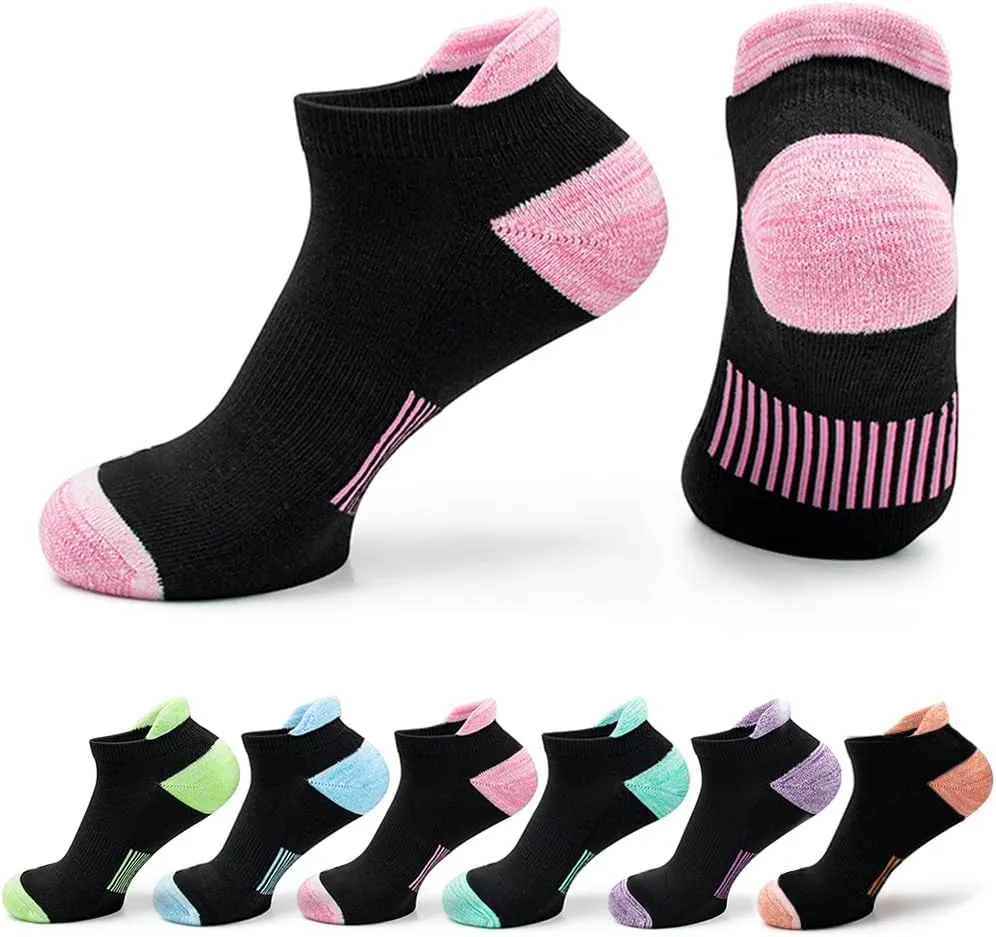 Womens Ankle Socks 6 Pairs Anti-blister Thick Cushioned Wicking Odor Resist Athletic Running Socks With Heel Tab