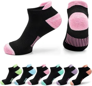 Womens Ankle Socks 6 Pairs Anti-blister Thick Cushioned Wicking Odor Resist Athletic Running Socks With Heel Tab