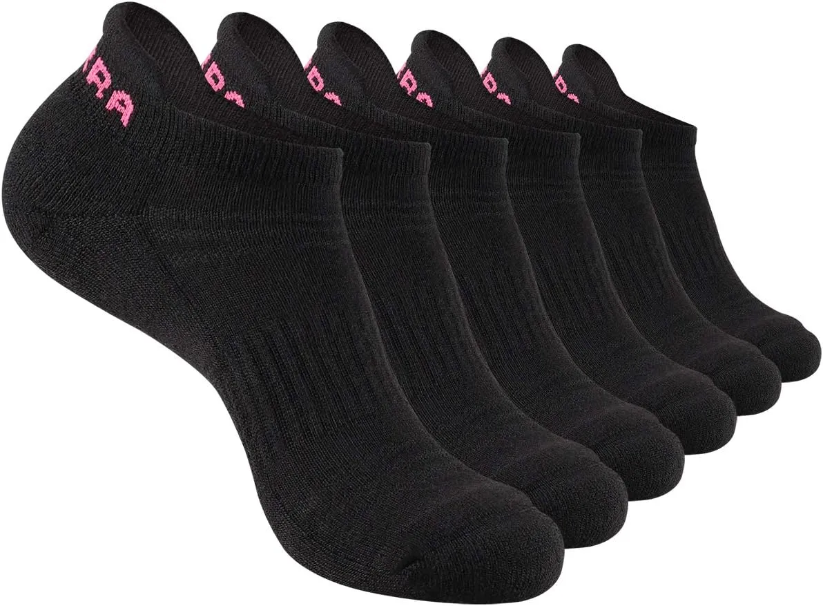 Womens Ankle Socks 6-Pairs Athletic Running Sport Socks With Cushioned Sole