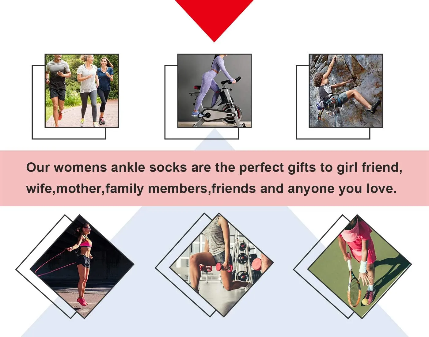 Womens Ankle Socks 6-Pairs Athletic Running Sport Socks With Cushioned Sole