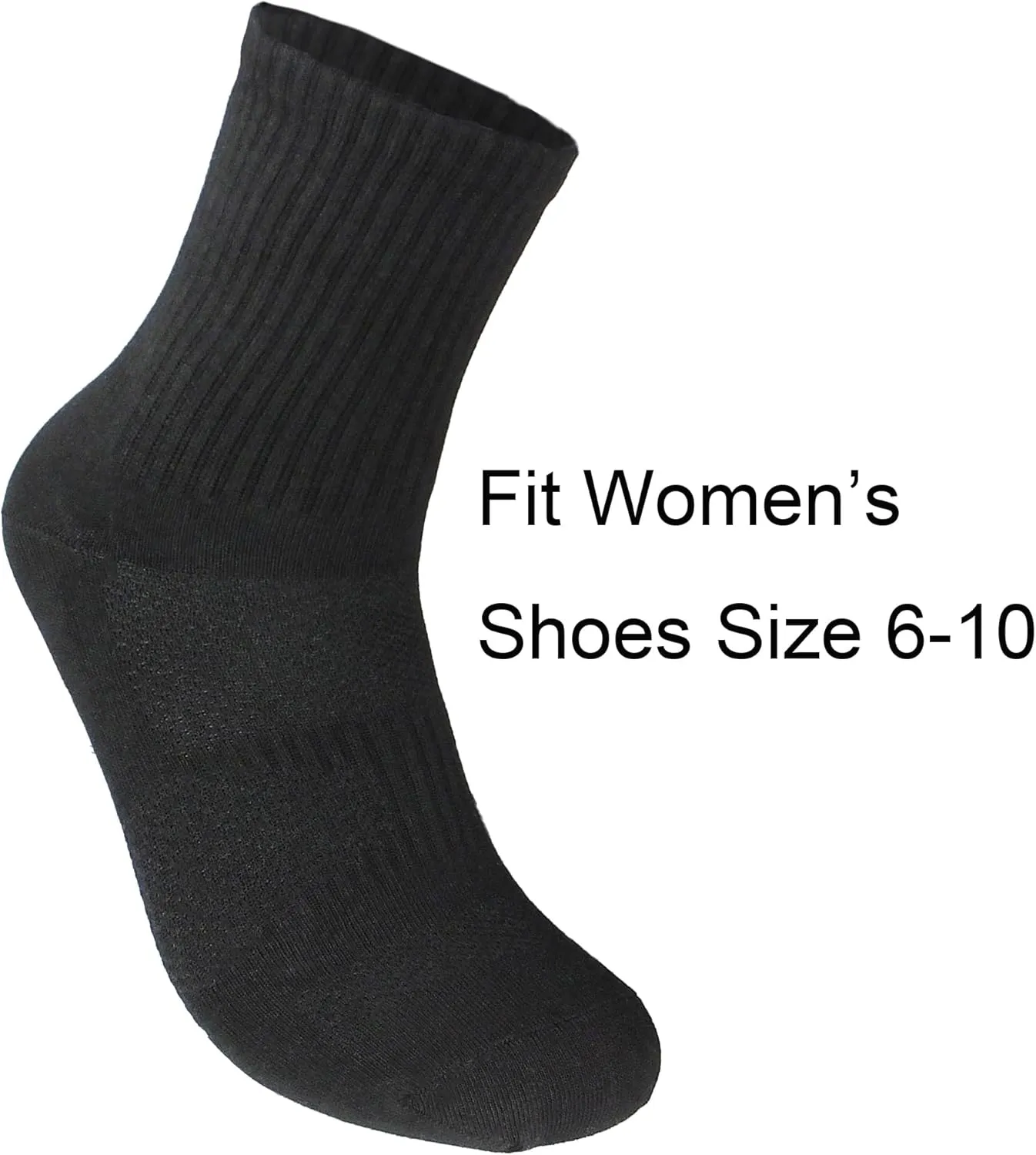 Womens Anti Blister Odor Control Quick Dry Compression Quarter Crew Cotton Athletic Running Hiking Socks
