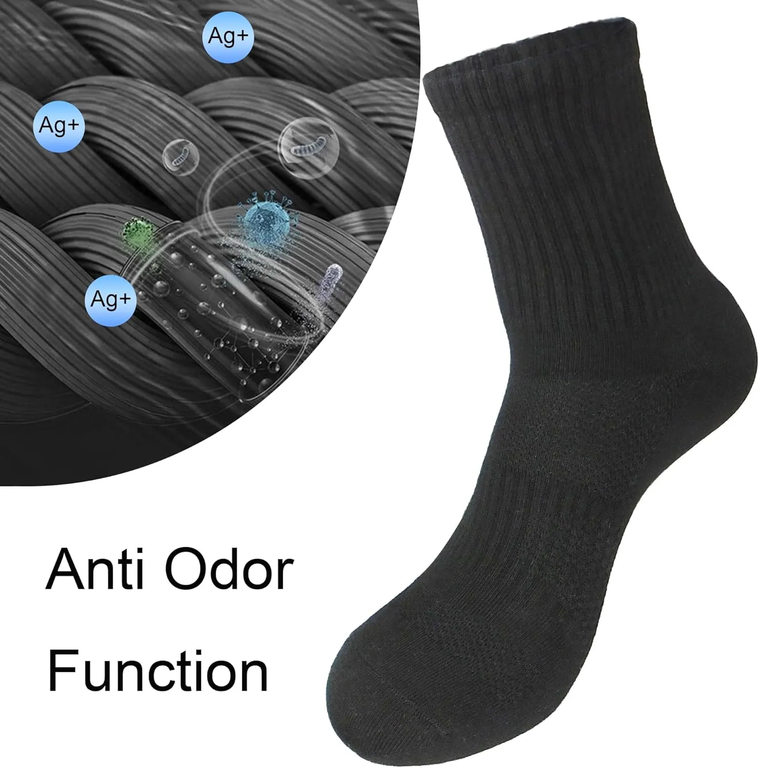 Womens Anti Blister Odor Control Quick Dry Compression Quarter Crew Cotton Athletic Running Hiking Socks