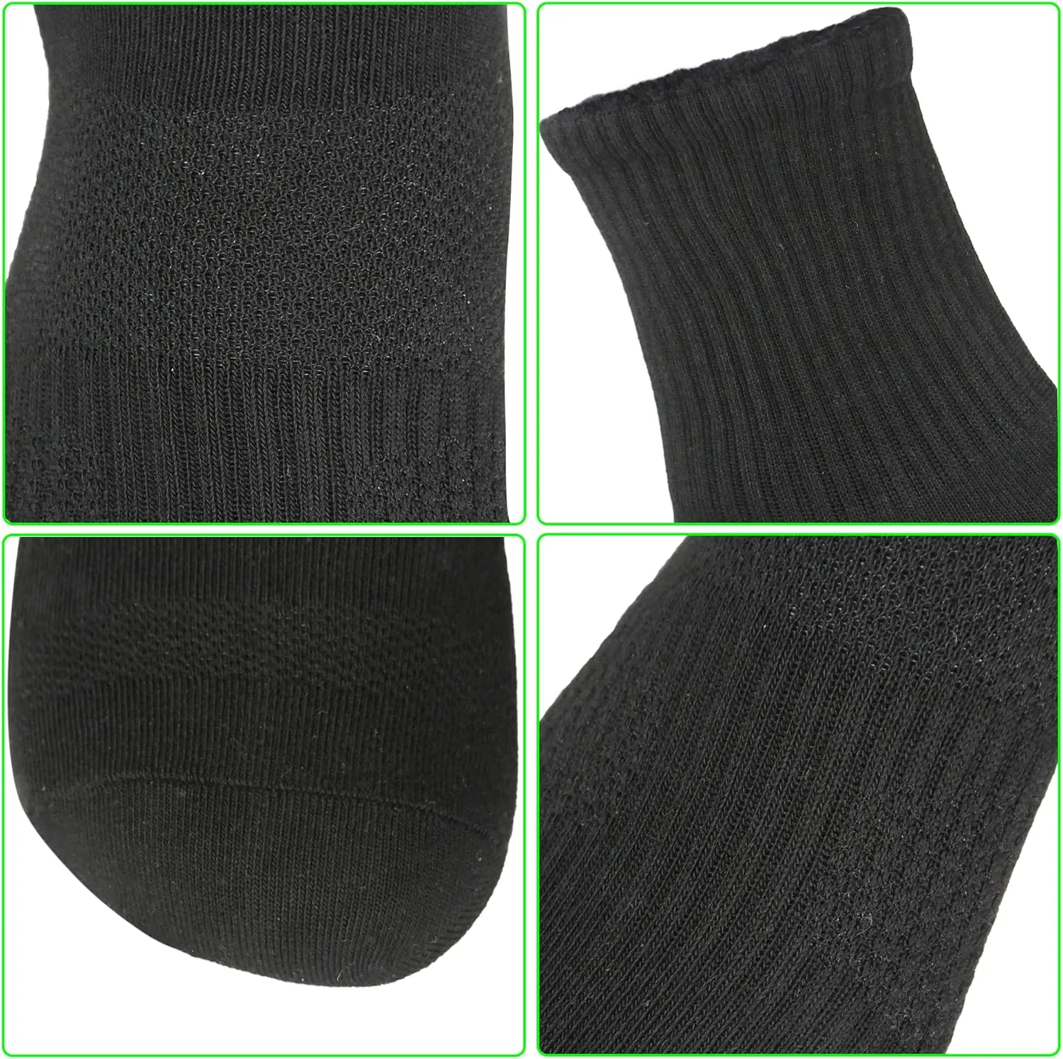 Womens Anti Blister Odor Control Quick Dry Compression Quarter Crew Cotton Athletic Running Hiking Socks