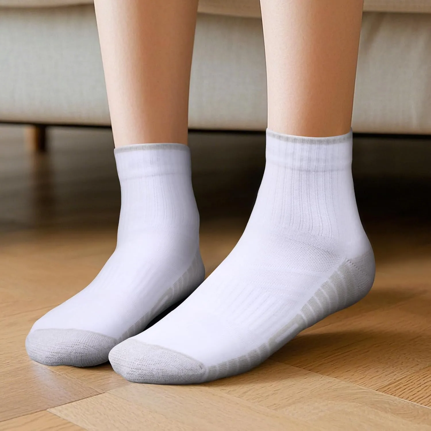 Womens Athletic Quarter Ankle Socks For Women, Moisture Wicking Breathable Cotton Cushioned Gym Running Socks, 5 Pairs