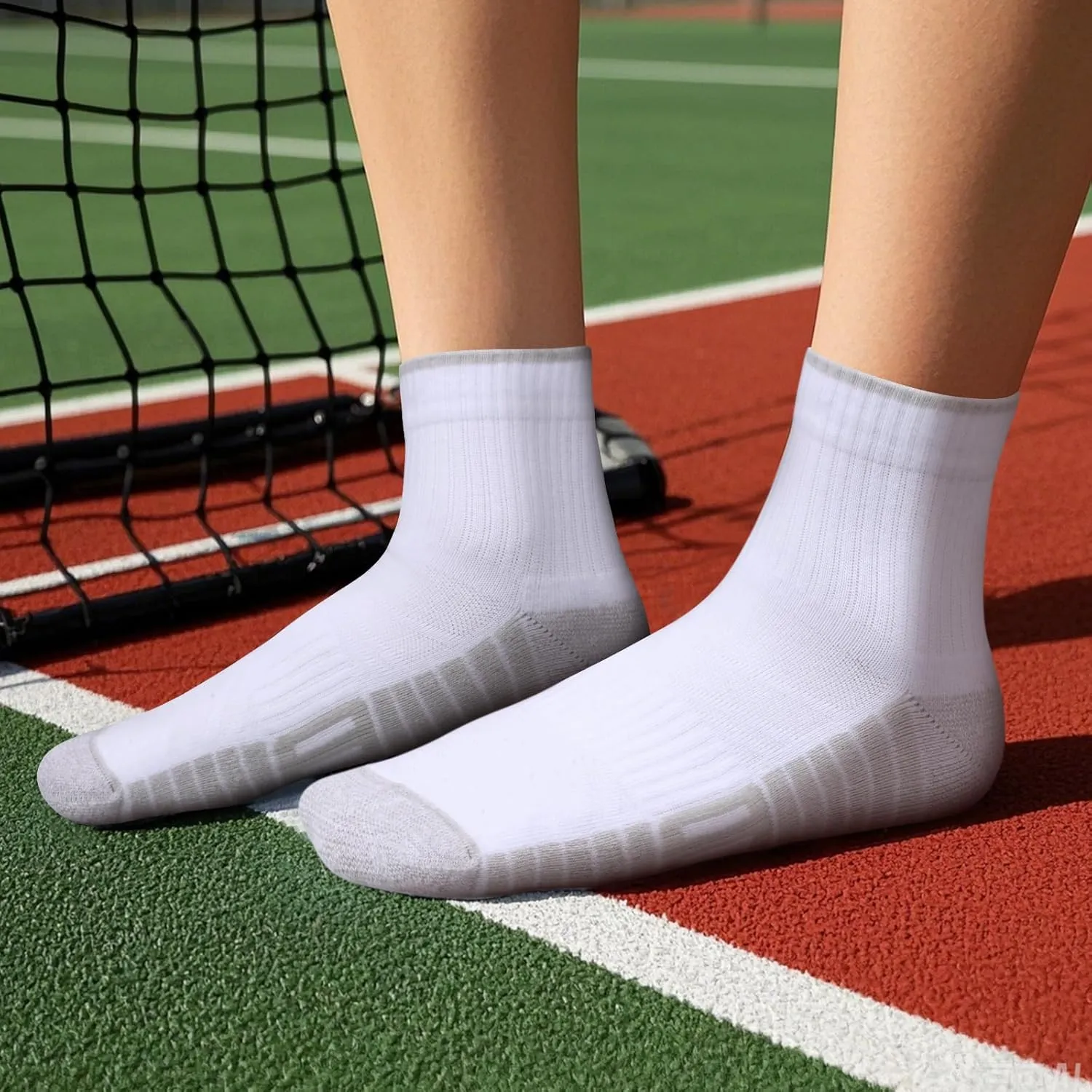Womens Athletic Quarter Ankle Socks For Women, Moisture Wicking Breathable Cotton Cushioned Gym Running Socks, 5 Pairs