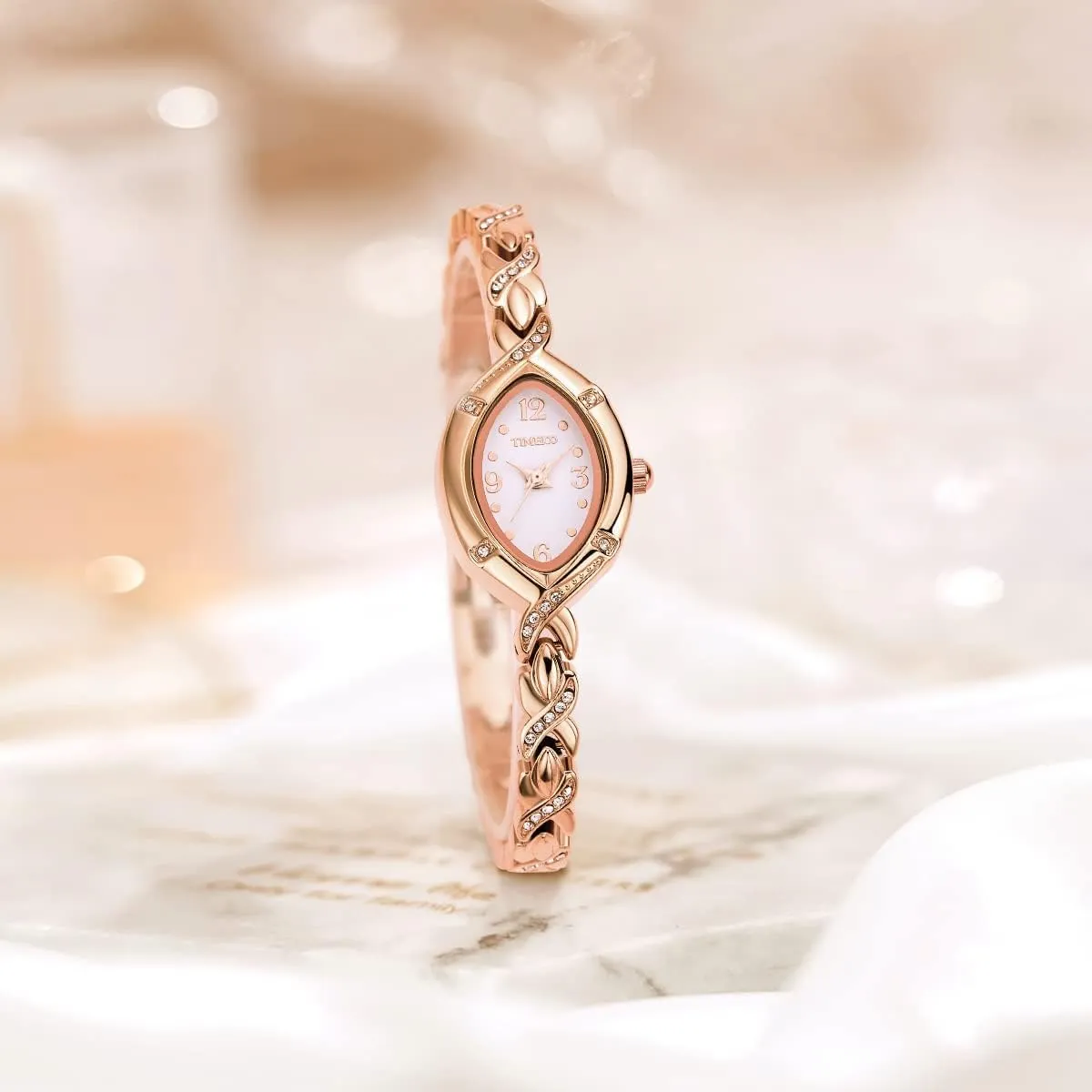 Women's Bracelet Watches Ladies Quartz Wrist Watch with Green Dial Bezel with Crystals in Movement Bracelet Strap with Diamonds Waterproof