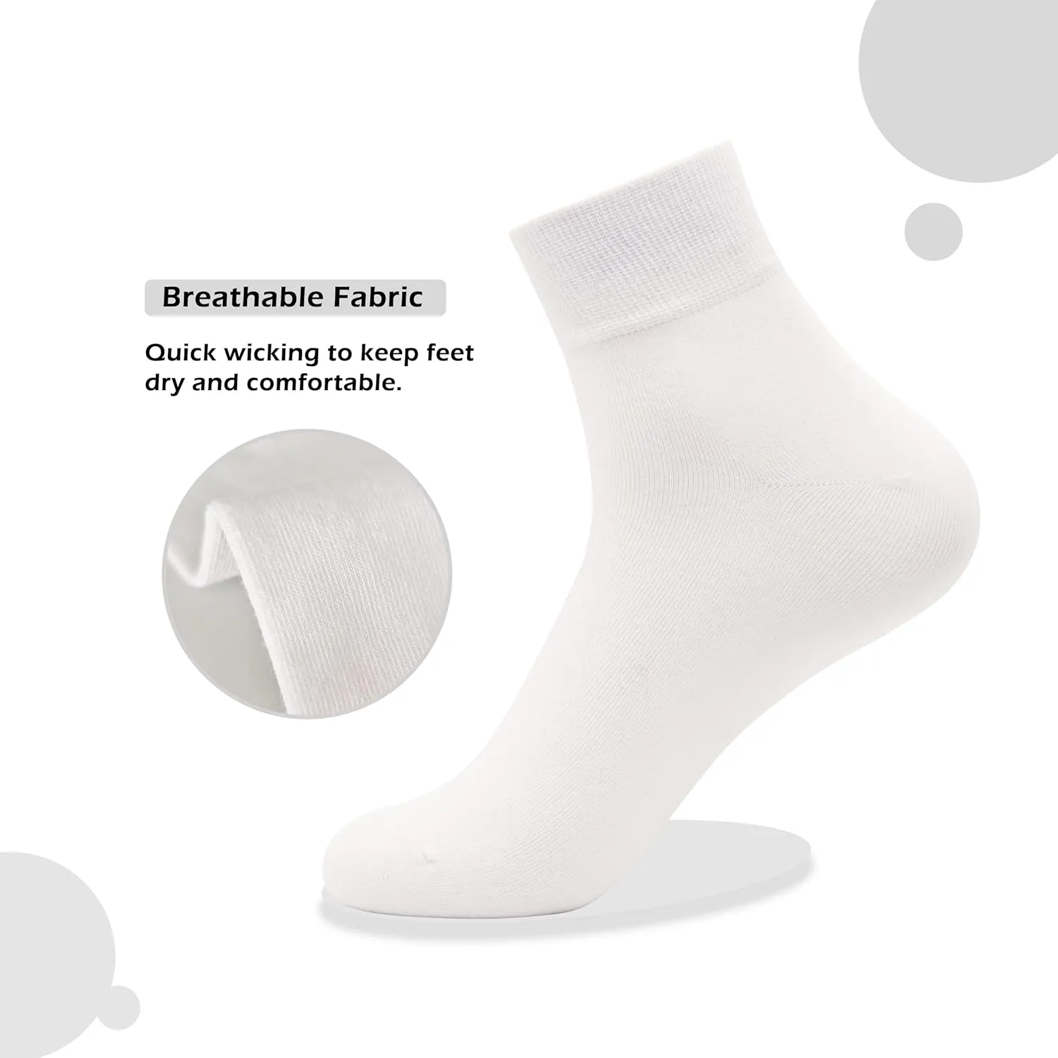 Women's Cotton Socks, Soft Thin Breathable Moisture Wicking Ankle Crew Casual Socks 6 Pairs