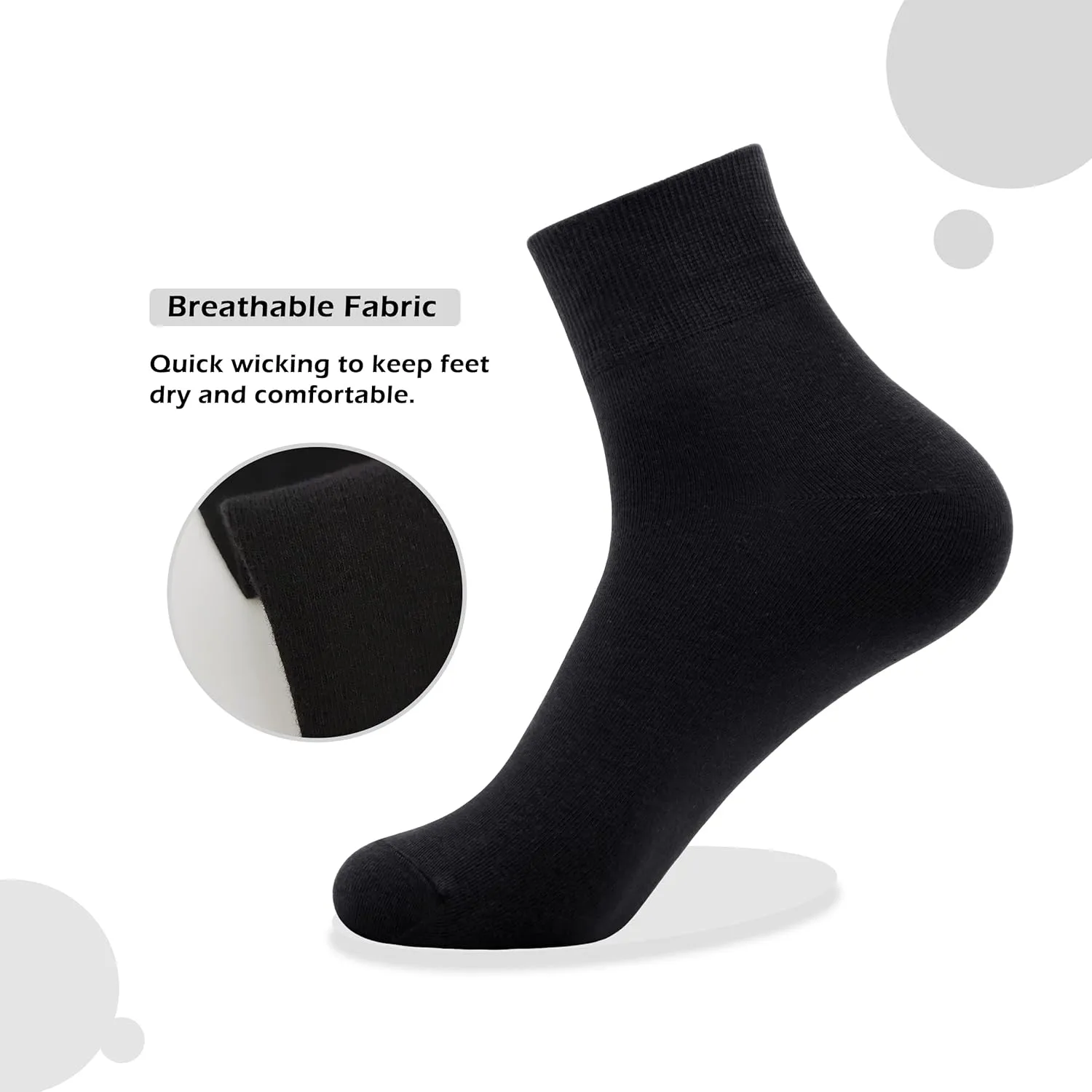 Women's Cotton Socks, Soft Thin Breathable Moisture Wicking Ankle Crew Casual Socks 6 Pairs