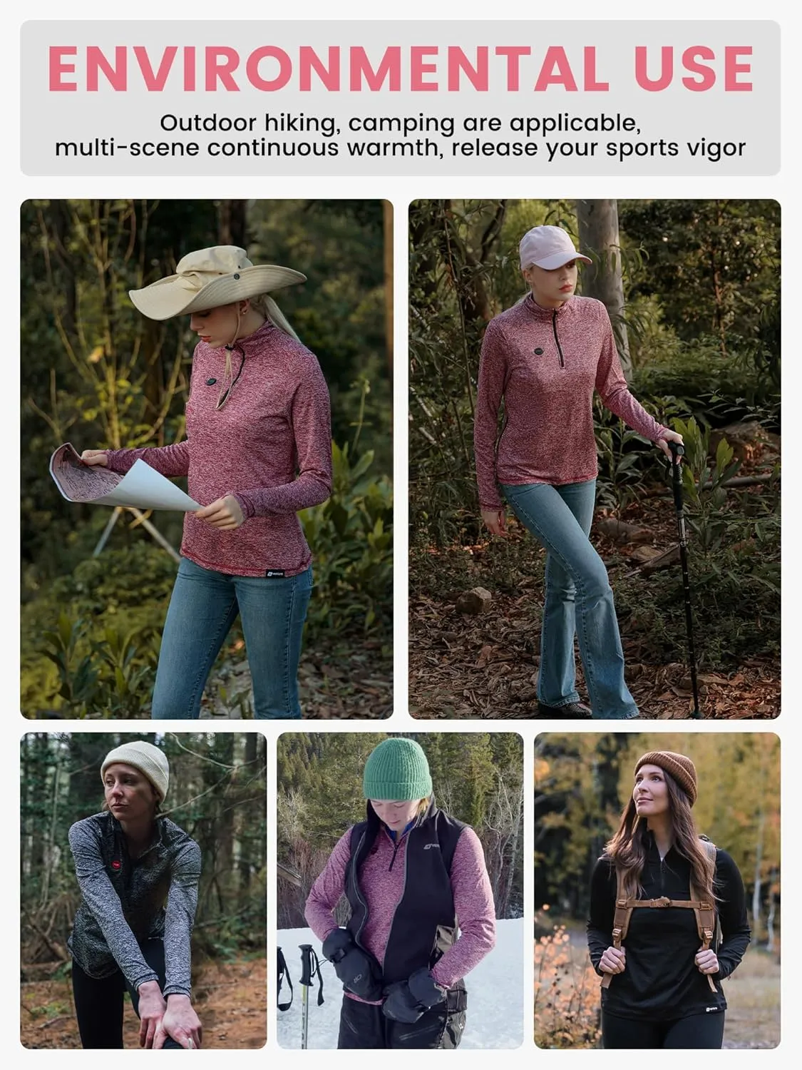 Women's Heated Shirt with Battery Included - High Powered Self Warming Thermal Layer, Stretch Mid Layer