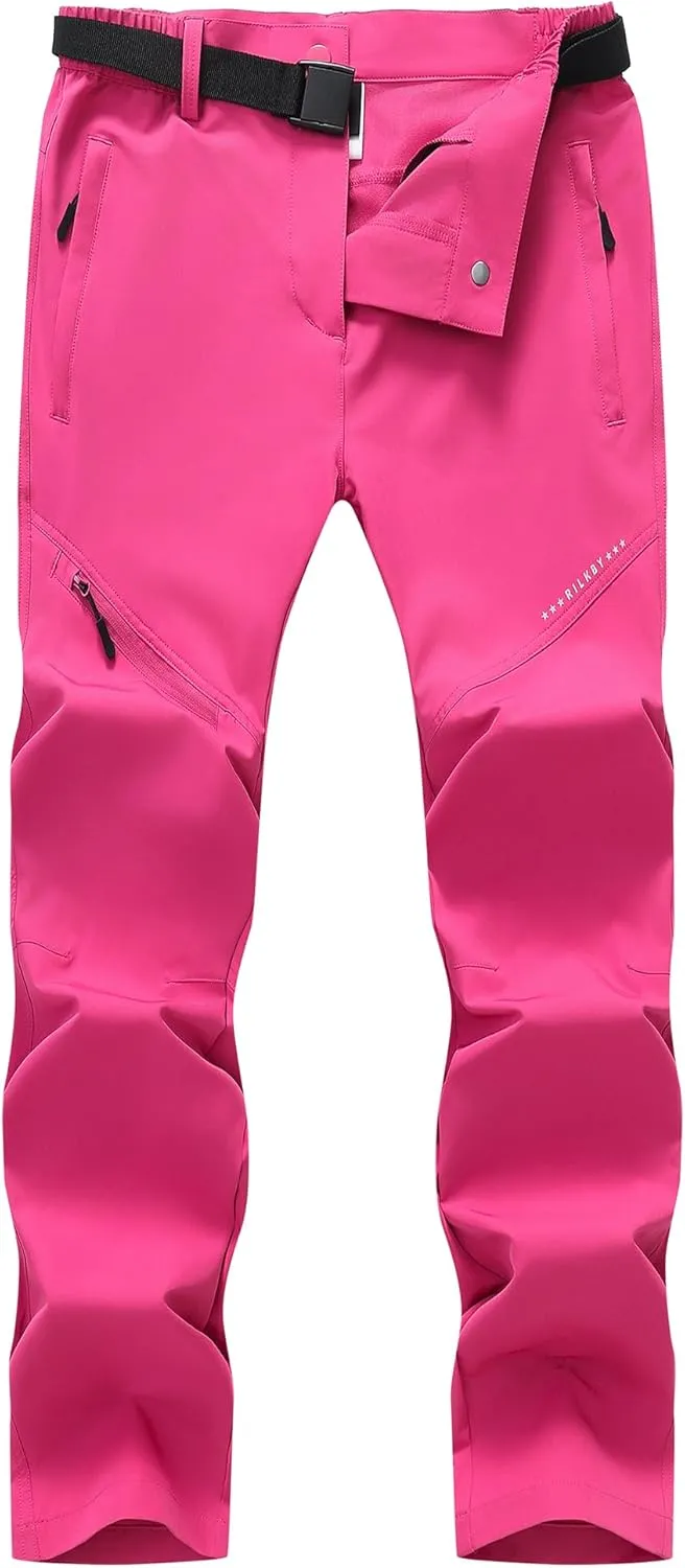 Women's Hiking Pants Lightweight Quick-Dry Water Resistant Cargo Pants with Elastic Waist Zipper Pockets