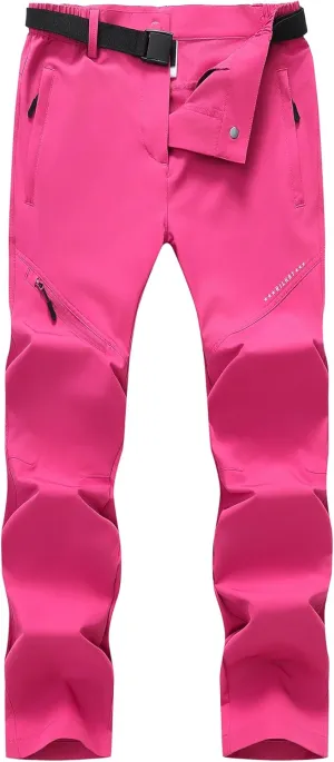Women's Hiking Pants Lightweight Quick-Dry Water Resistant Cargo Pants with Elastic Waist Zipper Pockets