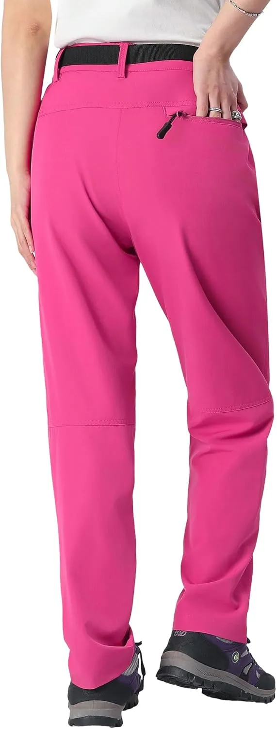 Women's Hiking Pants Lightweight Quick-Dry Water Resistant Cargo Pants with Elastic Waist Zipper Pockets