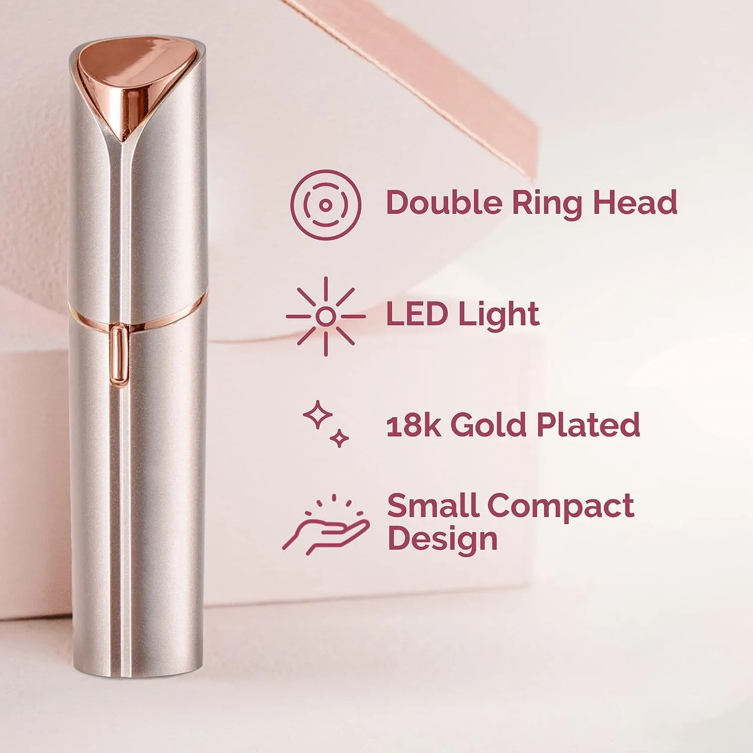 Women's Painless Hair Remover for Women, Battery Powered Facial Hair Shaver for Lips, Chin, Neck, and Cheek with 2 Replacement Heads and 1 Battery