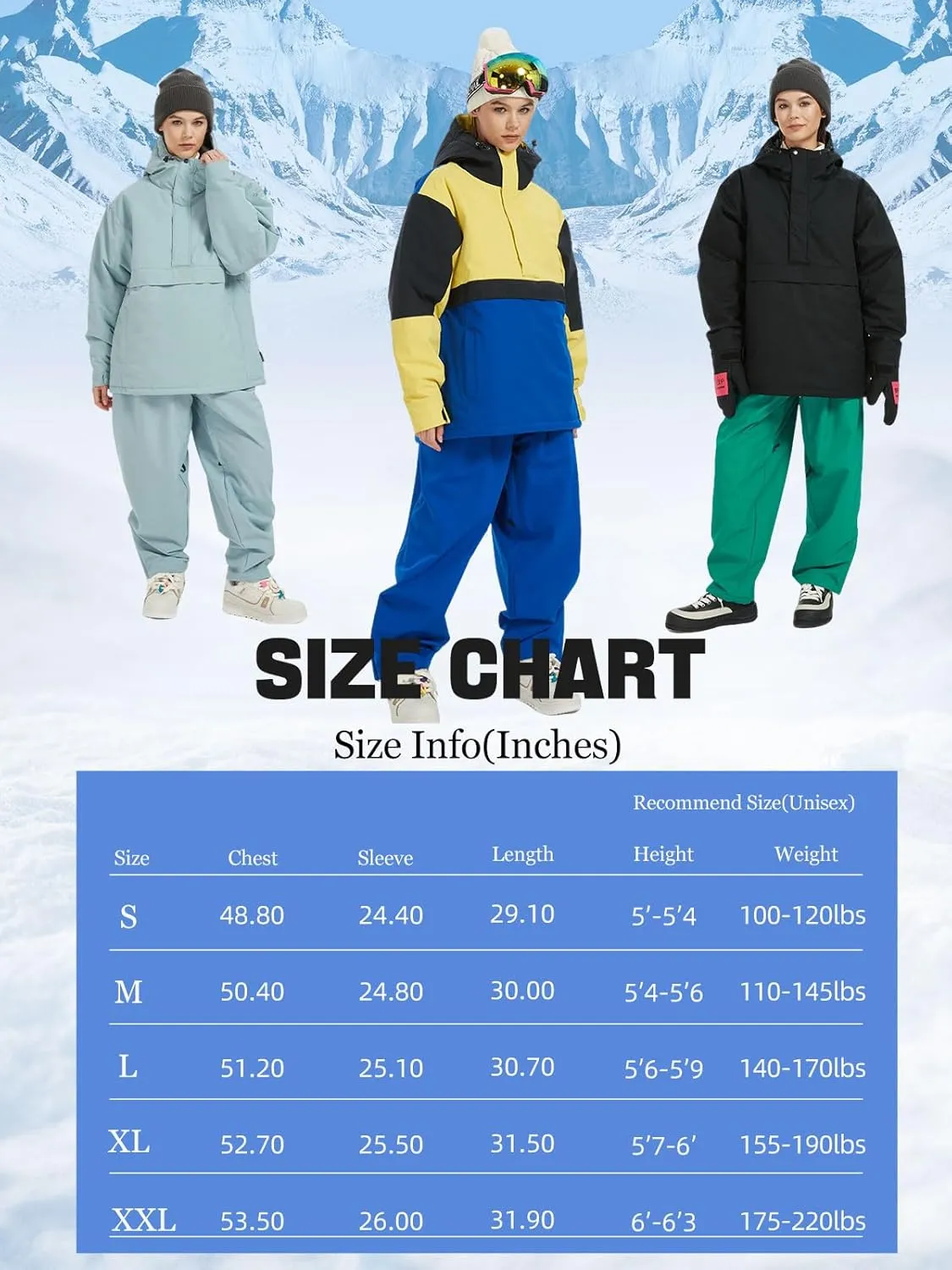 Womens Waterproof Ski Jacket Warm Winter Snow Coat Windbreaker Hooded Thick Snowboard Jacket
