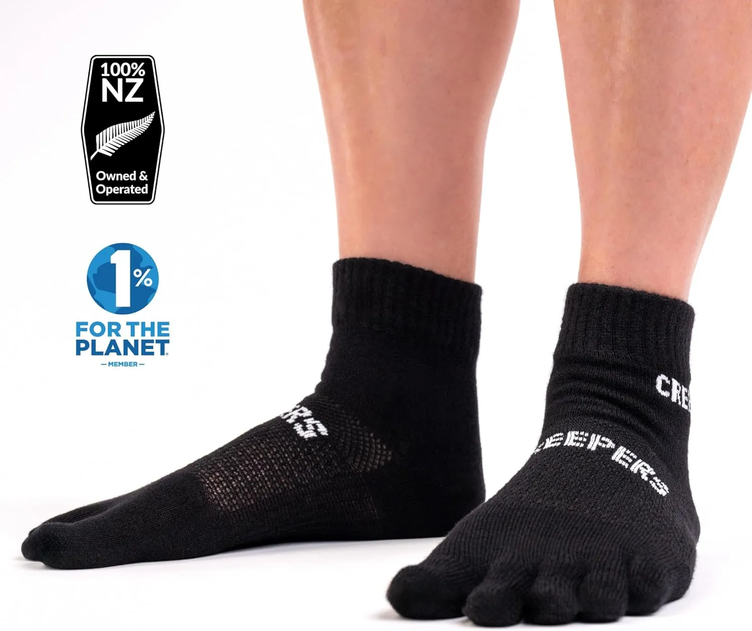Wool Toe Socks, Quarter Crew Length Running & Hiking, Unisex for Men & Women from Socks
