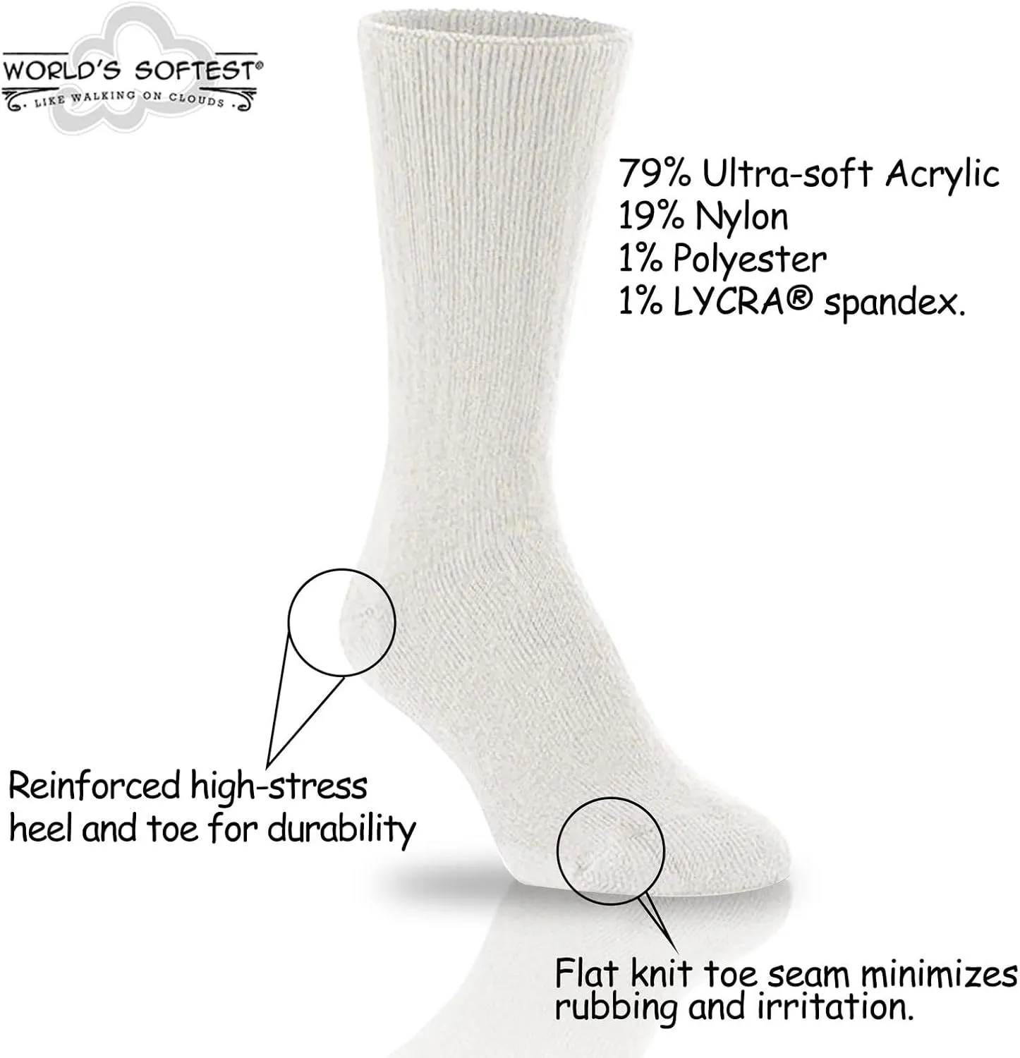 World's Softest Classic Crew Socks - Ultra Soft Crew Socks for Women and Men