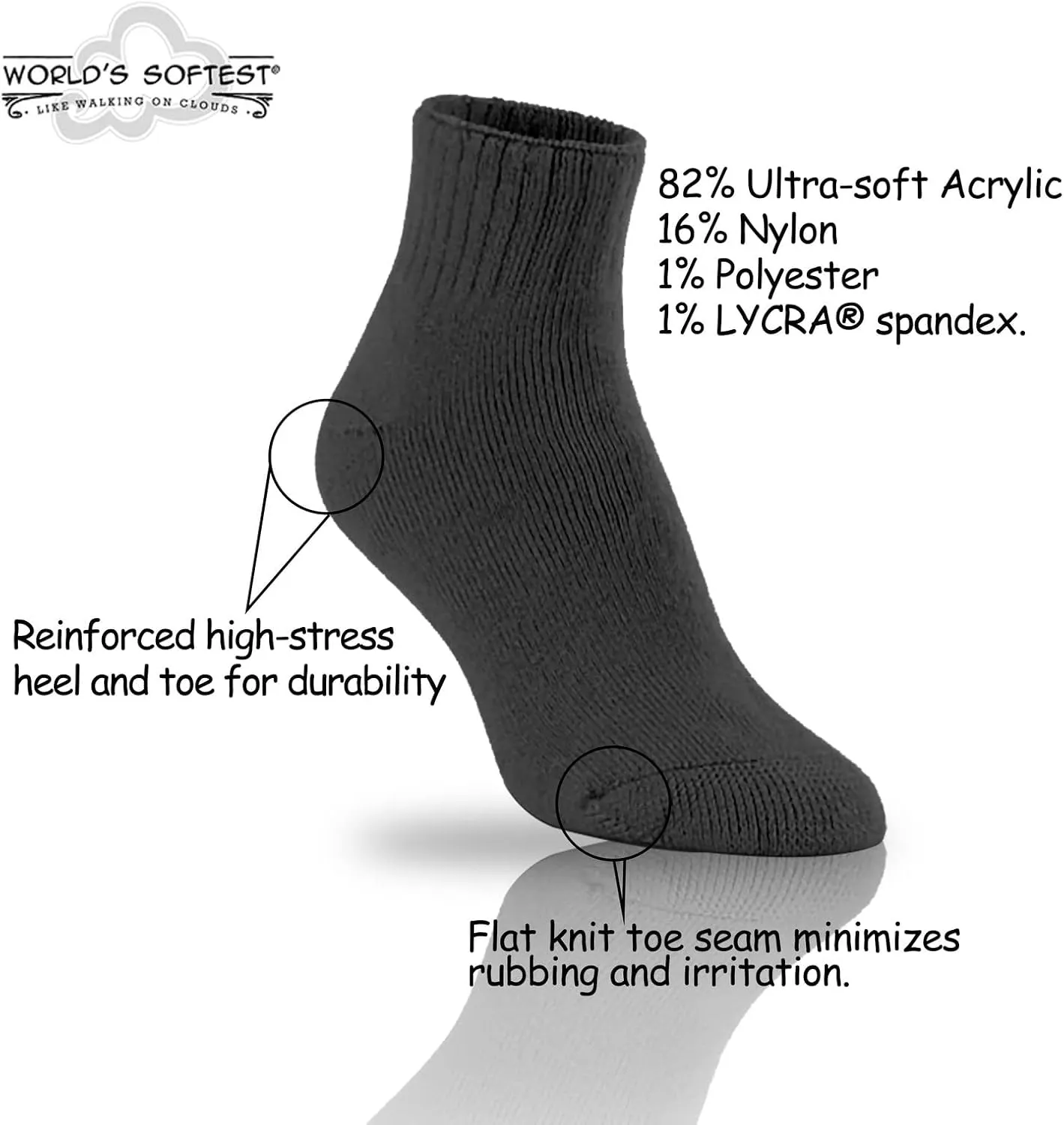 World's Softest Men's Classic Quarter Crew Socks