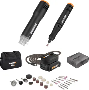 Worx WX989L 20V MAKERX 2-Pc Combo Kit - Rotary Tool   Heat Gun w/ 42 Accessories