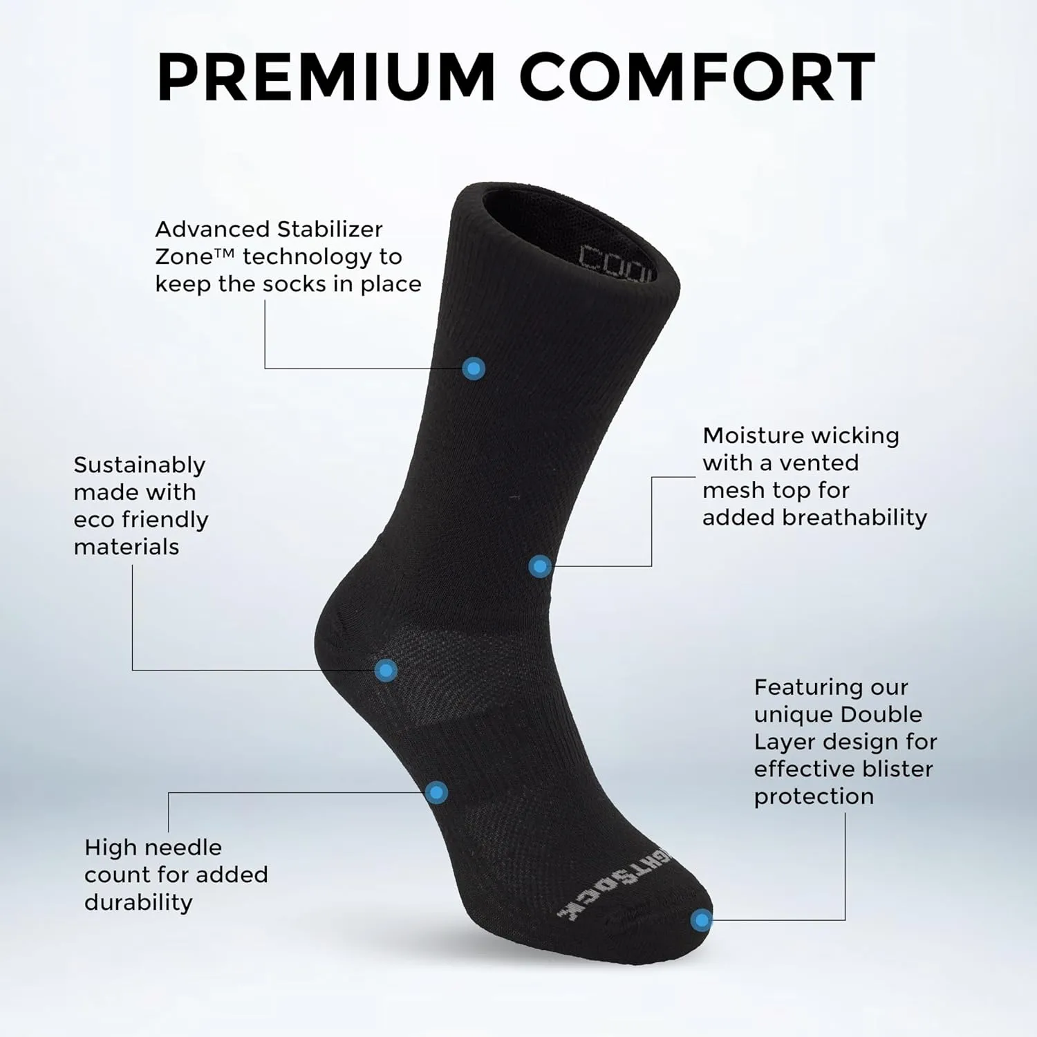 Wrightsock CoolMesh II Crew Running Socks for Men and Women – Eco-Friendly Anti Blister Socks - American Made
