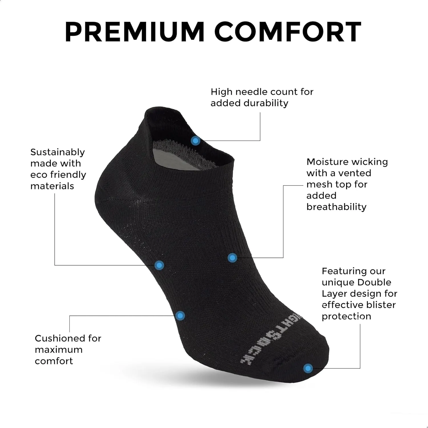 Wrightsock CoolMesh II Cushion Tab Running Socks for Men and Women – Eco-Friendly Anti Blister Socks - American Made