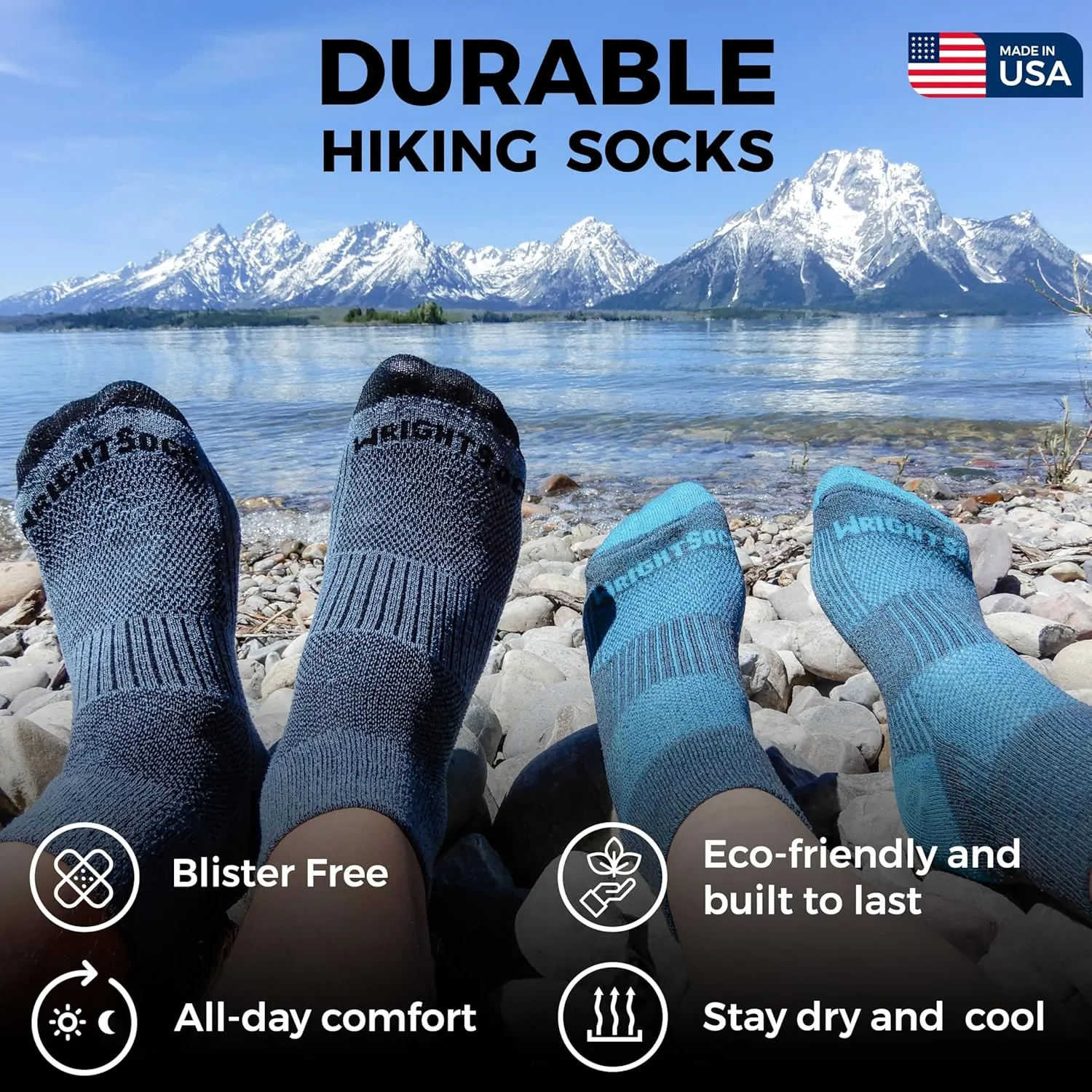 Wrightsock Merino Escape Crew Hiking Socks for Men and Women – Cushioned, Eco-Friendly Anti Blister Socks - American Made