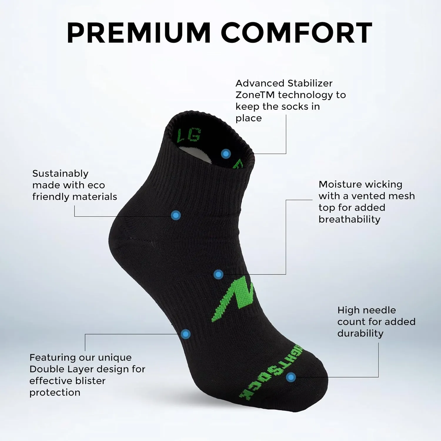 Wrightsock Running II Quarter Running Socks for Men and Women – Eco-Friendly Anti Blister Socks - American Made