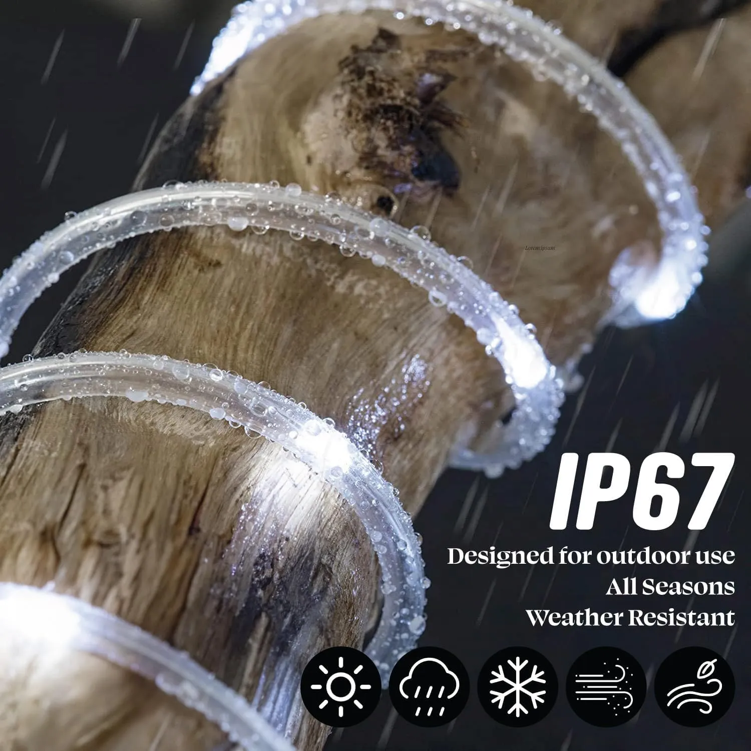 WYZworks 50ft Cool White LED Rope Light, 8 Modes Waterproof Outdoor Accent Lighting w/Remote, Flexible Clear Tube, ETL Certified, Garden, Patio, Backyard, Holiday Christmas Palm Tree Ambient Décor