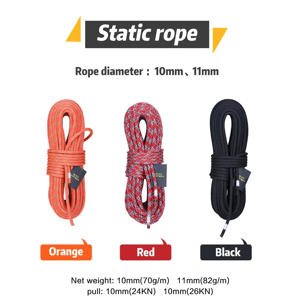XINDA 10mm 11mm Diameter Rock Climbing Rope Static Rope 5200lbs High Strength Lanyard Safety Climb Camping Equipment Survival