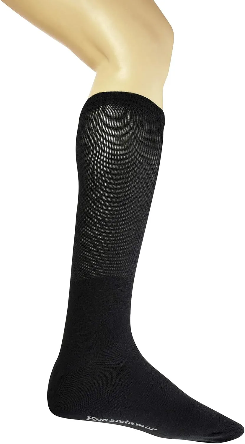 Yomandamor Mens 4 Pairs Over the Calf Super Soft Diabetic/Dress Socks with Seamless Toe