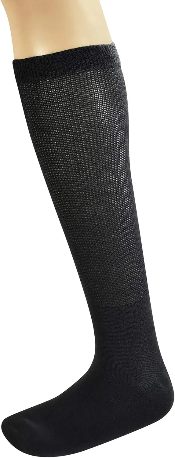 Yomandamor Mens 4 Pairs Over the Calf Super Soft Diabetic/Dress Socks with Seamless Toe