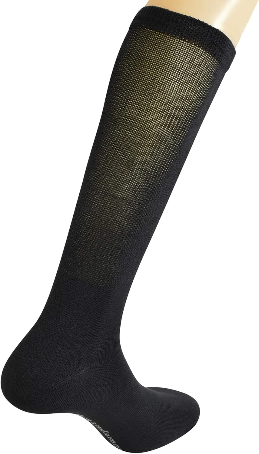 Yomandamor Mens 4 Pairs Over the Calf Super Soft Diabetic/Dress Socks with Seamless Toe