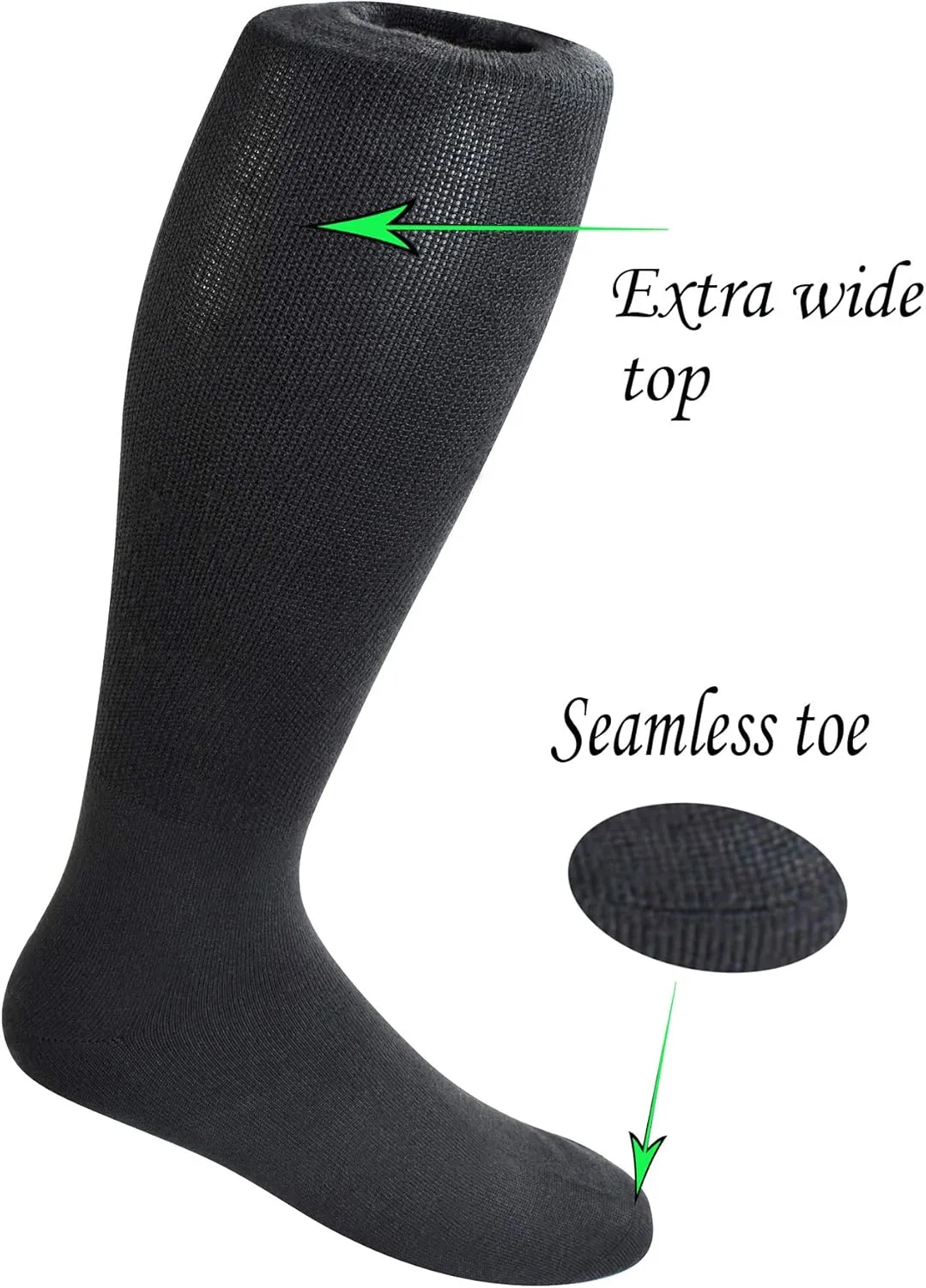 Yomandamor Mens 4 Pairs Over the Calf Super Soft Diabetic/Dress Socks with Seamless Toe